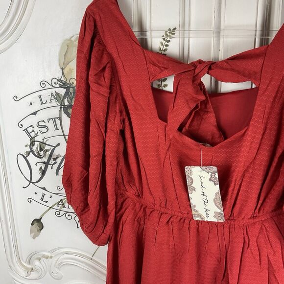 Band of the Free Josette Aurora Red Puff Sleeve Dress, Size XS NWT - Picture 11 of 16